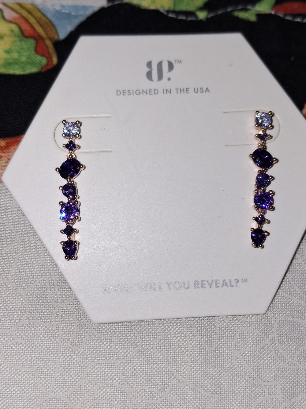 bp Gold-Tone Purple Graduated Linear Drop Earrings
